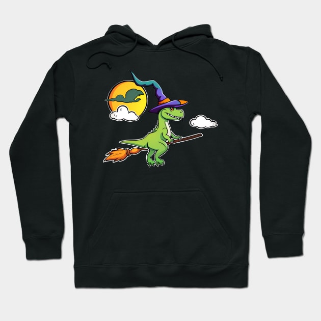 Dinosaur Witch Halloween Hoodie by MordaxFurittus